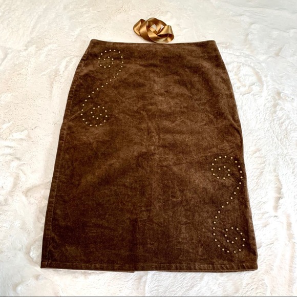 Hot Sauce Studded Corduroy Pencil Skirt Size Small - Picture 3 of 11